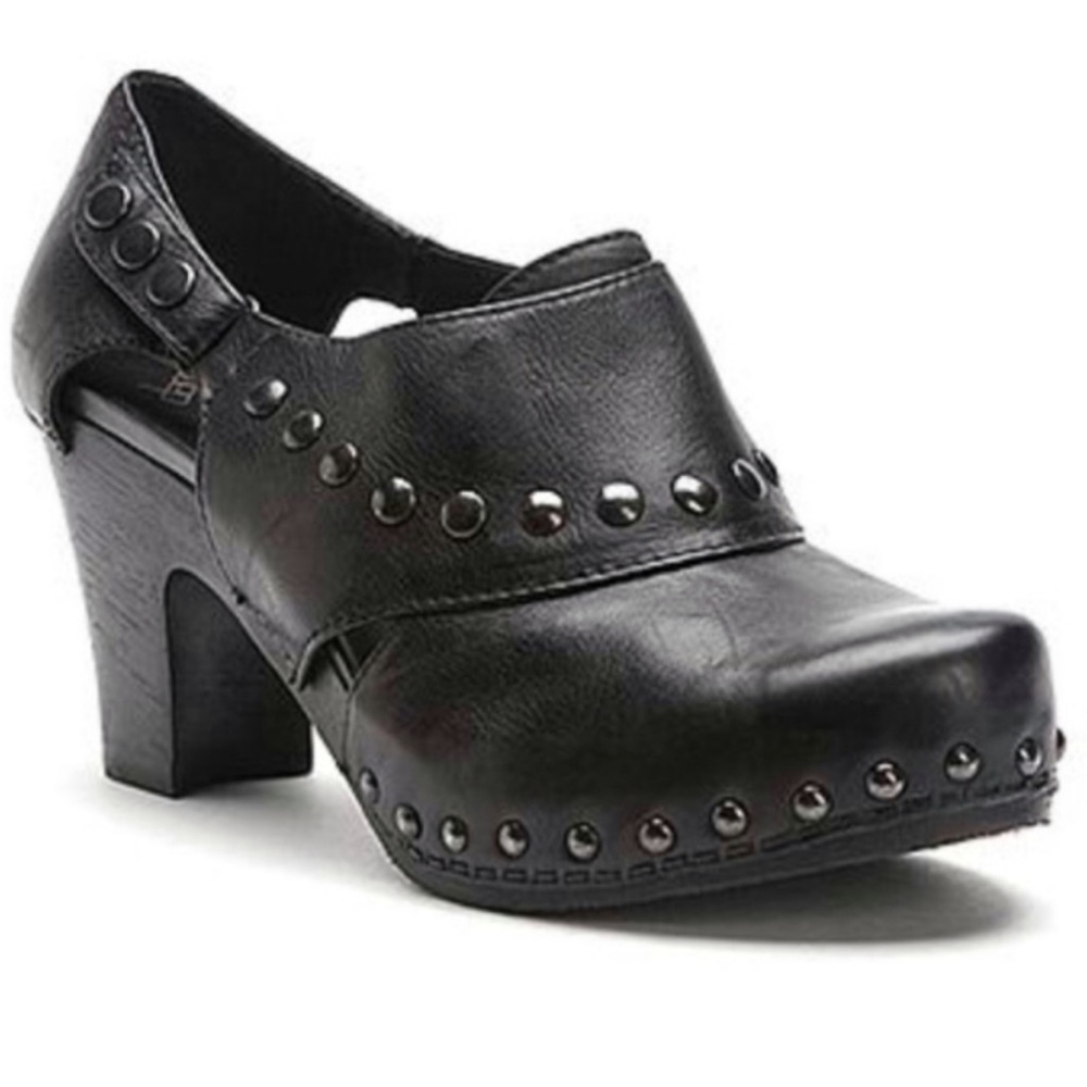 Dansko Clogs Shoes 37 US 6.5 7 Black Ryder Studded Comfort Heels Leather Slip-On
